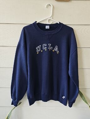 Russell Athletic Navy Vintages UCLA Crewneck Sweatshirt with Yellow Accents